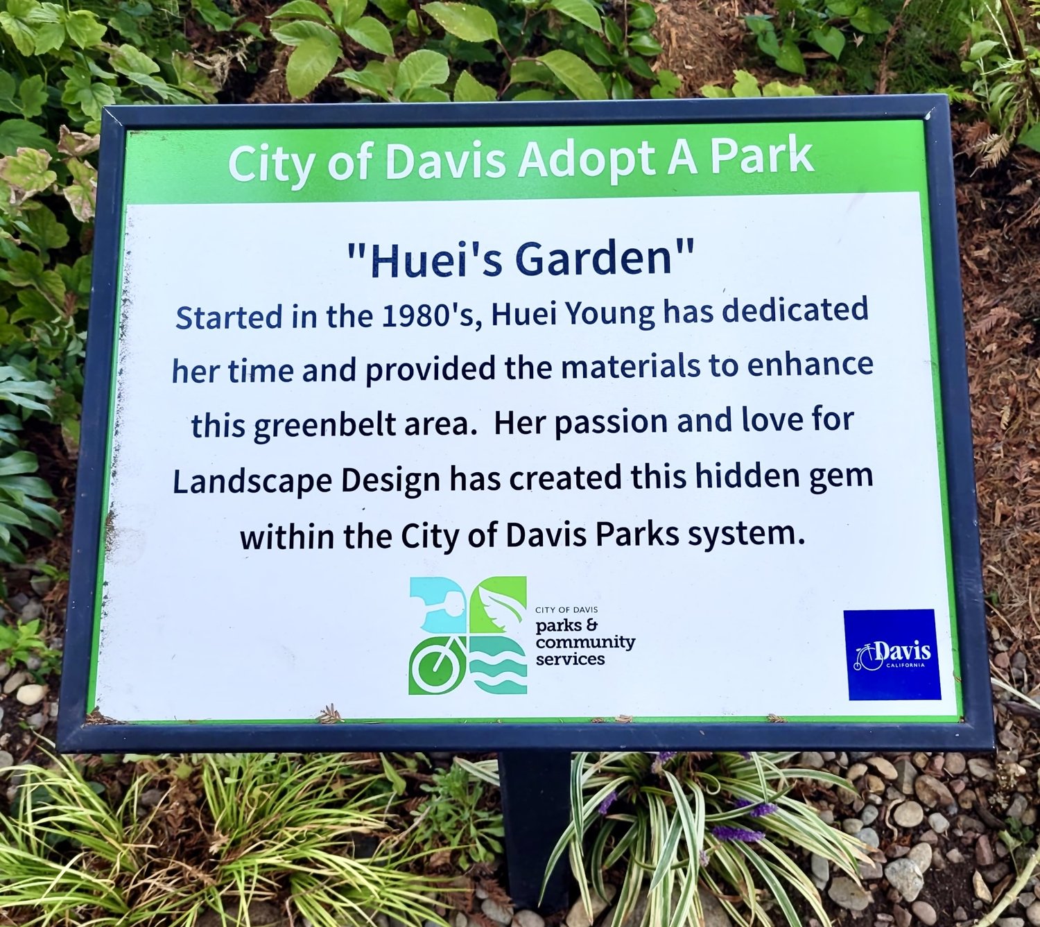 City of Davis Adopt-A-Park sign