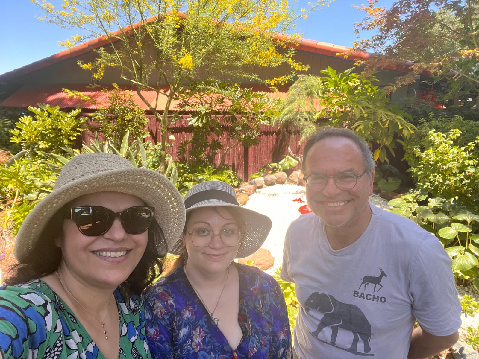 Guests smiling in garden