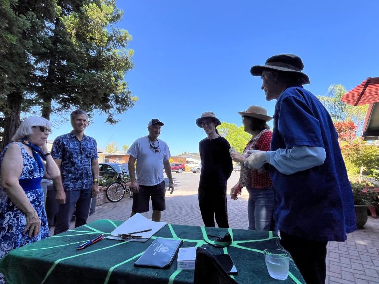 Conversation at entrance