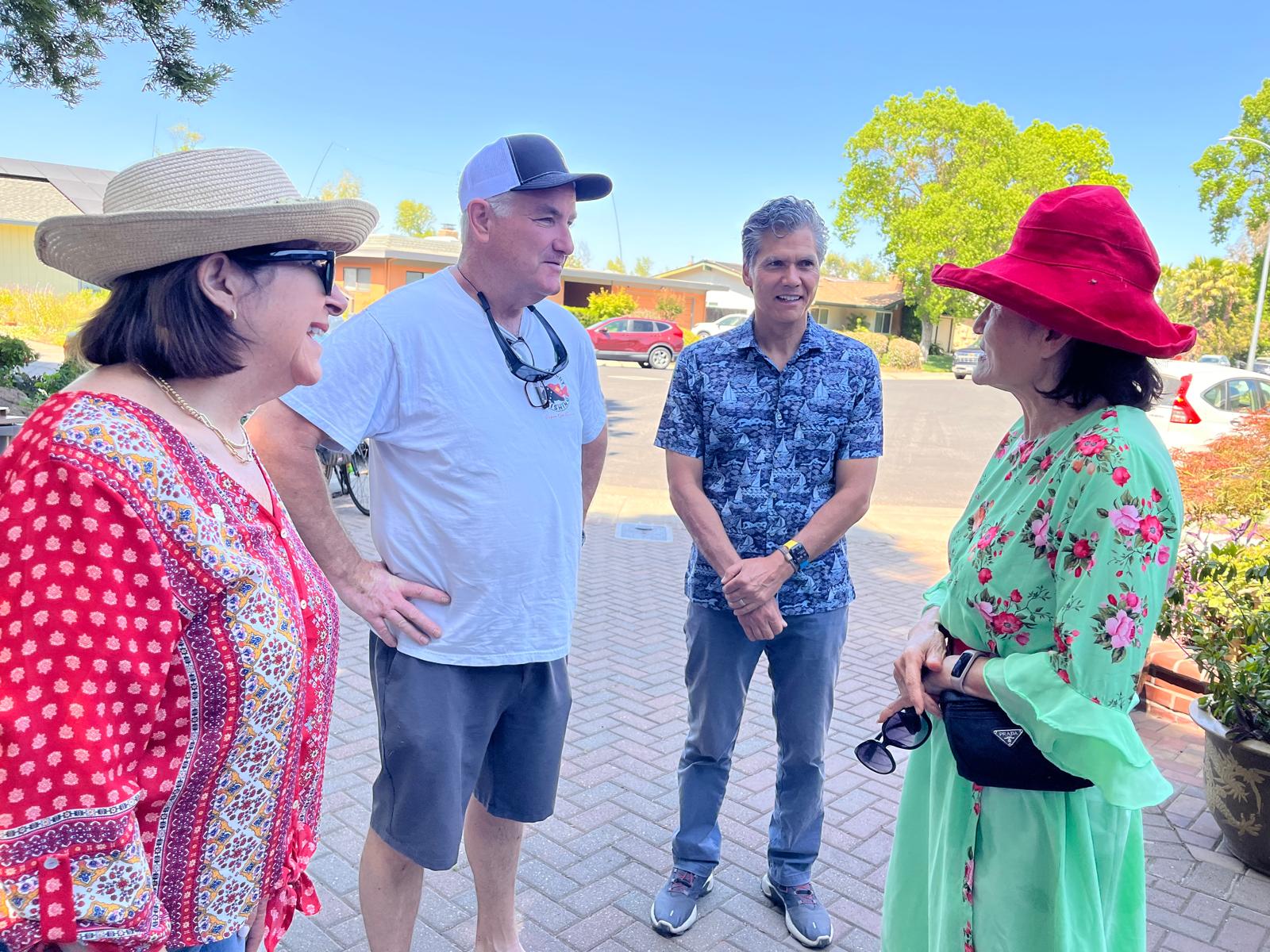 Conversation at entrance