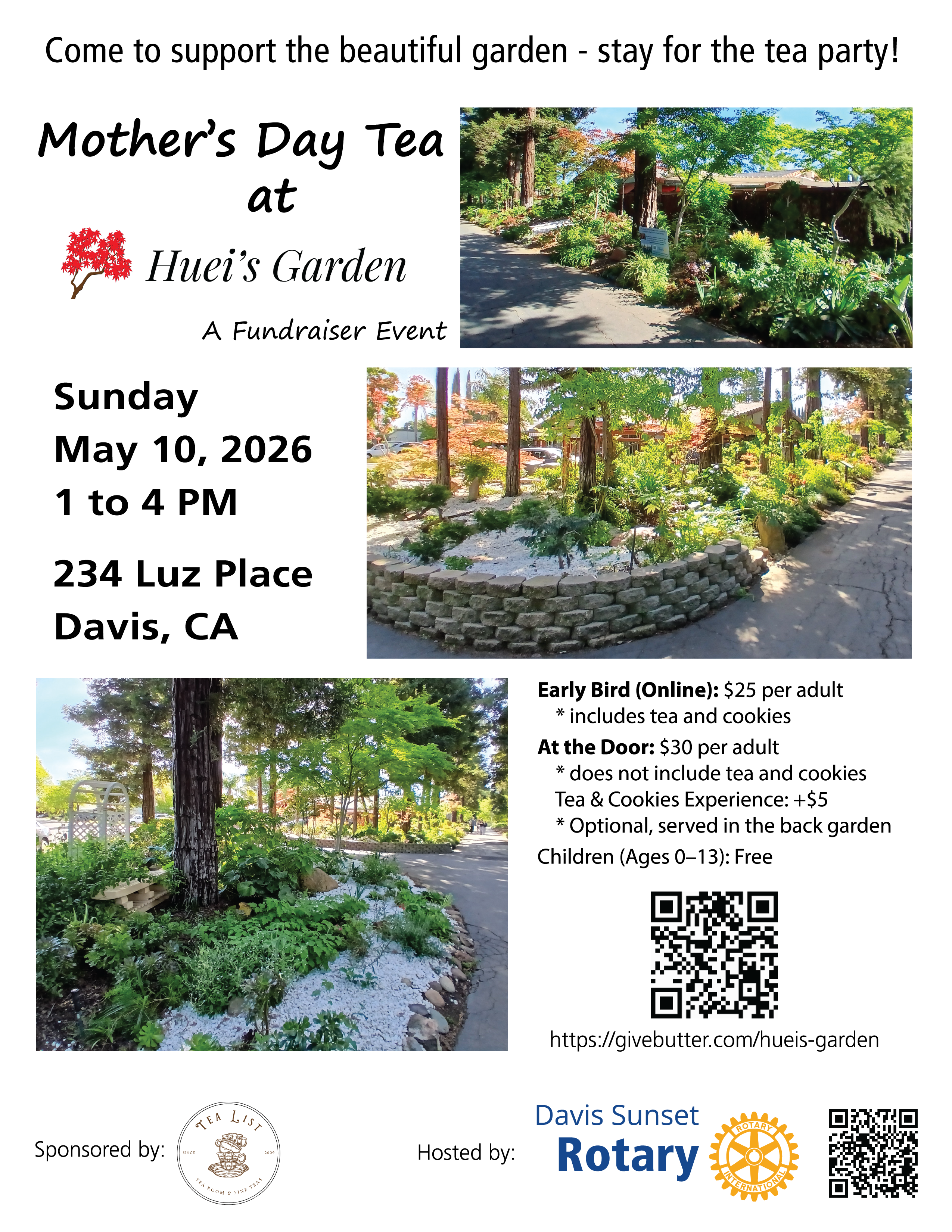 Mother’s Day Tea at Huei’s Garden fundraiser event on May 10, 2026