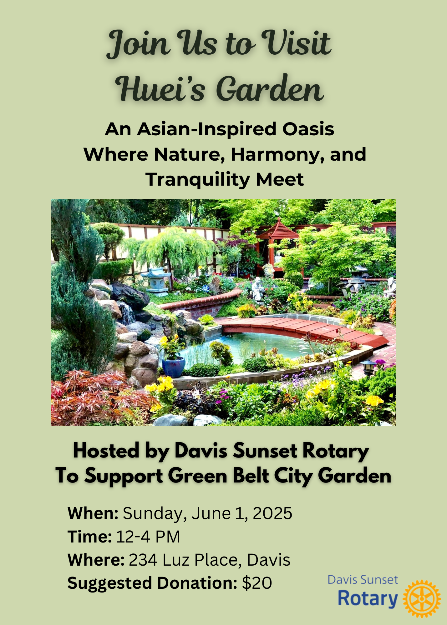 Huei’s Garden Tour flyer – June 1, 2025