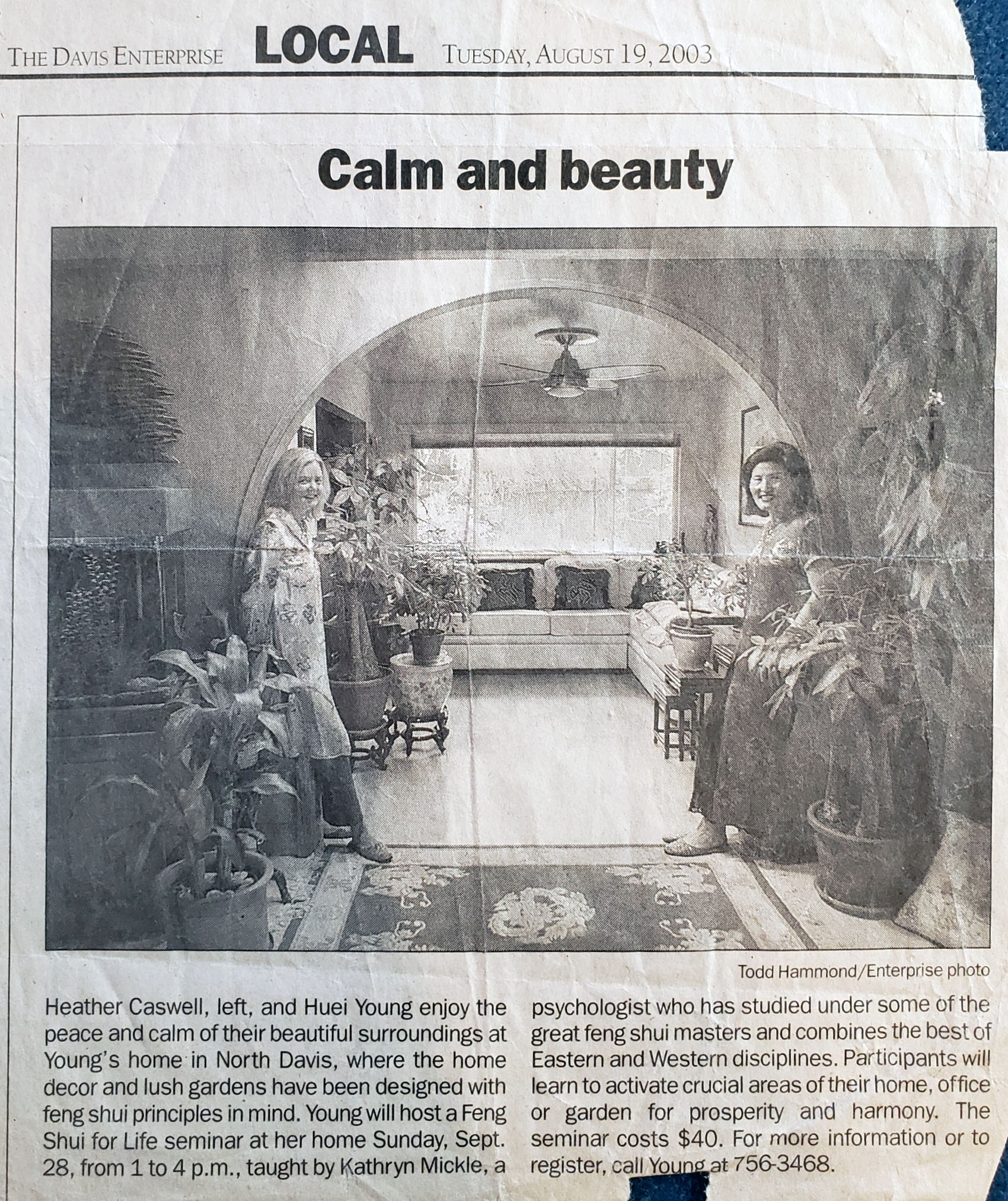 Davis Enterprise article: Calm and beauty (2003)