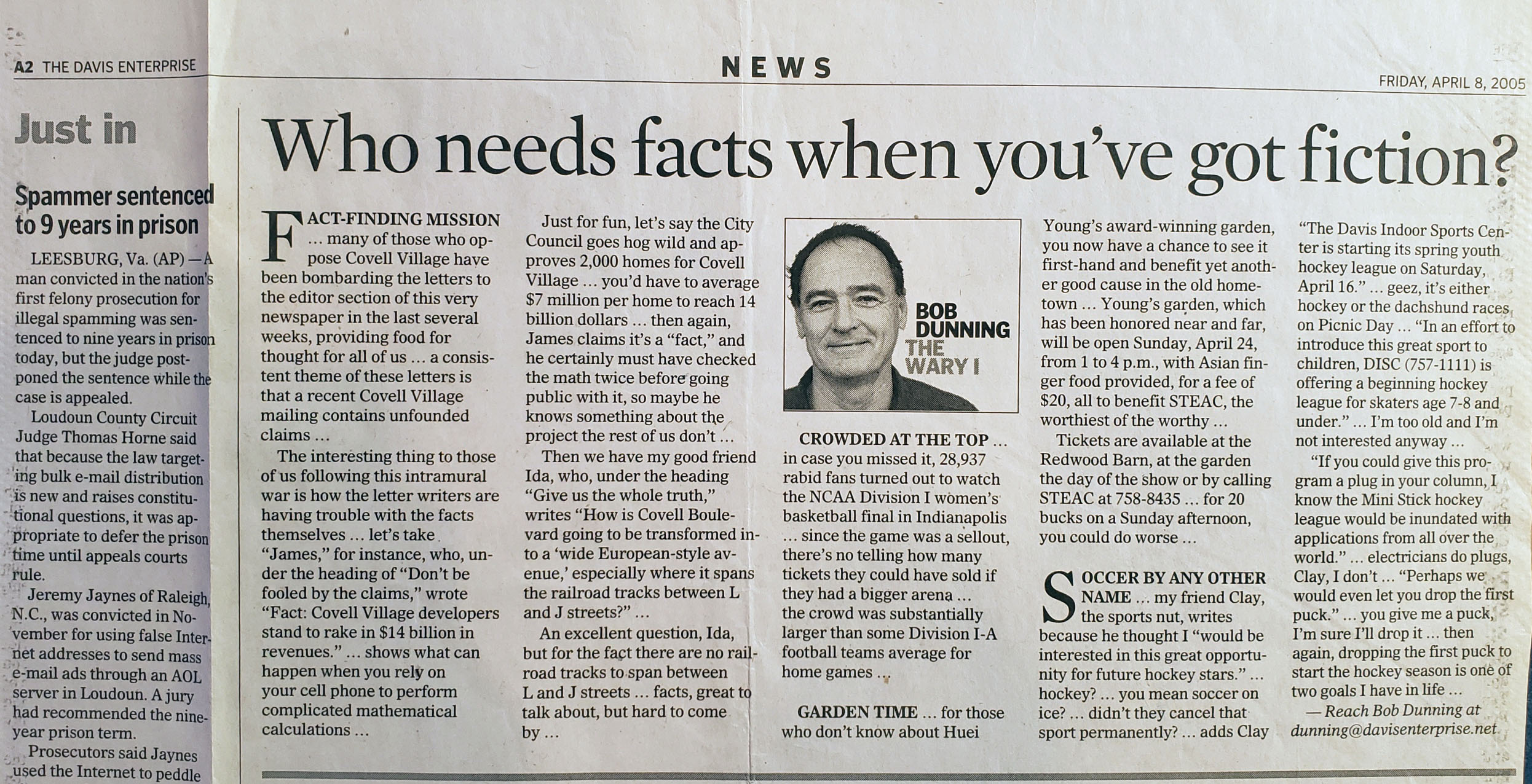 Davis Enterprise article: Who needs facts when you've got fiction? (2005)