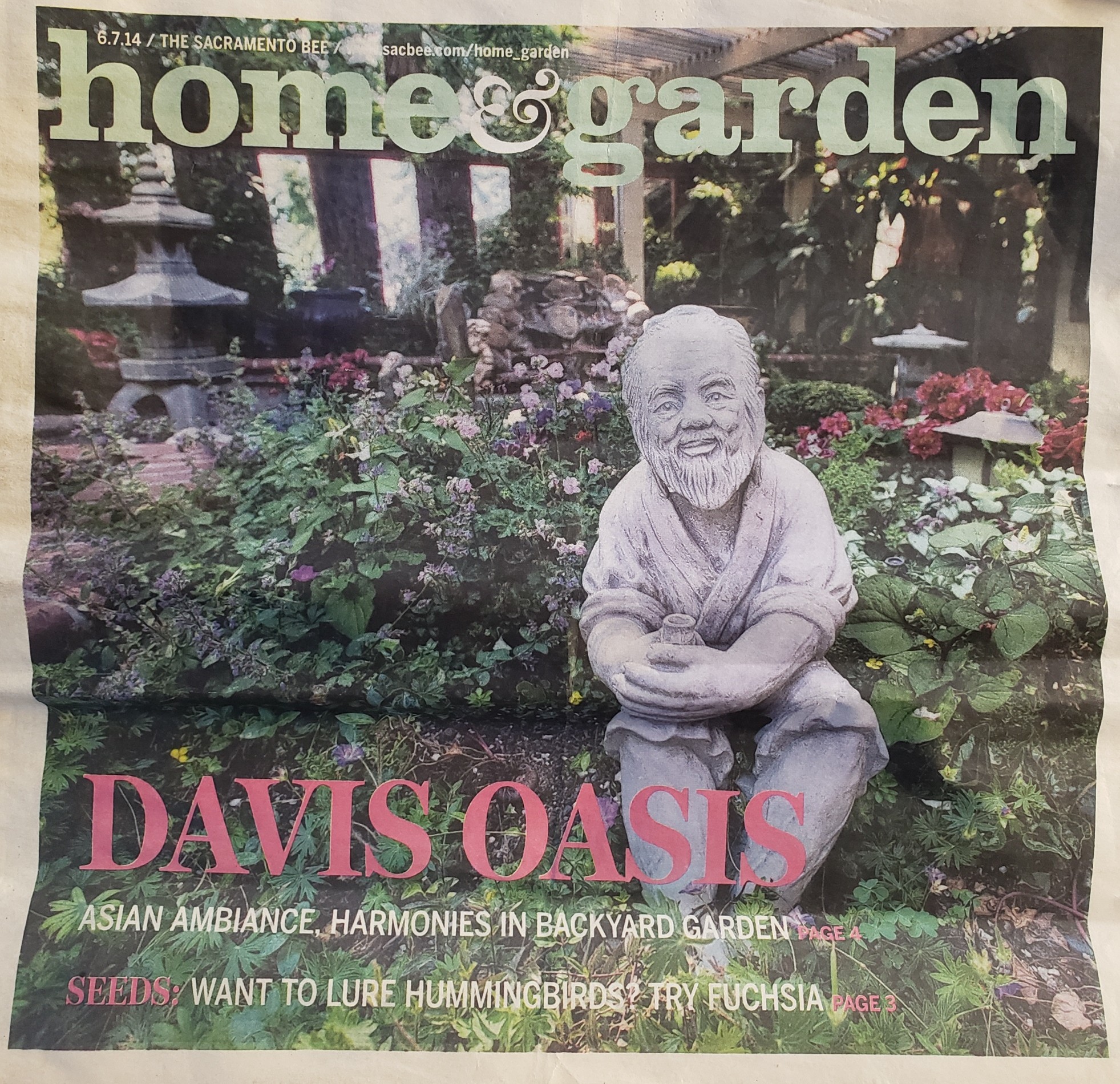 Sacramento Bee Home & Garden cover — Davis Oasis (June 7, 2014)